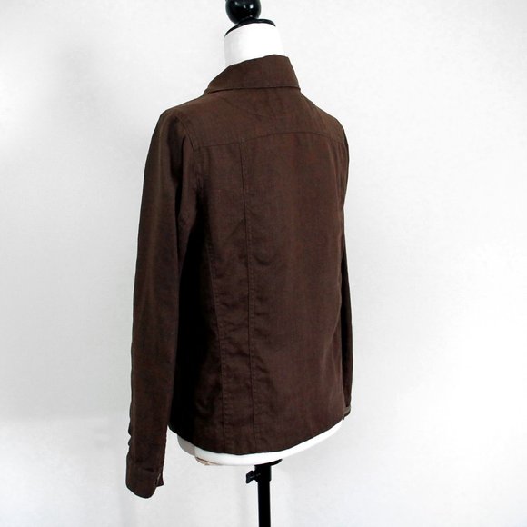 Vintage 1990s BAGATELLE Linen Blazer, Chocolate Brown Jean Jacket Style - Picture 3 of 5
